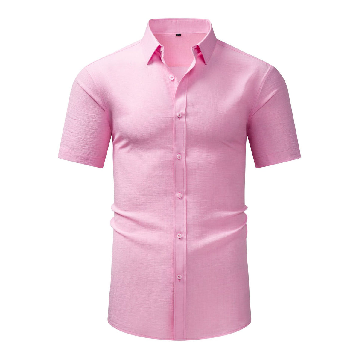 Jiana Cross-Border Specializes In Supplying Imitation Linen Men's Short-Sleeved Shirts With Lapels, Casual Retro Shirts, Fashionable High-End Shirts For Men