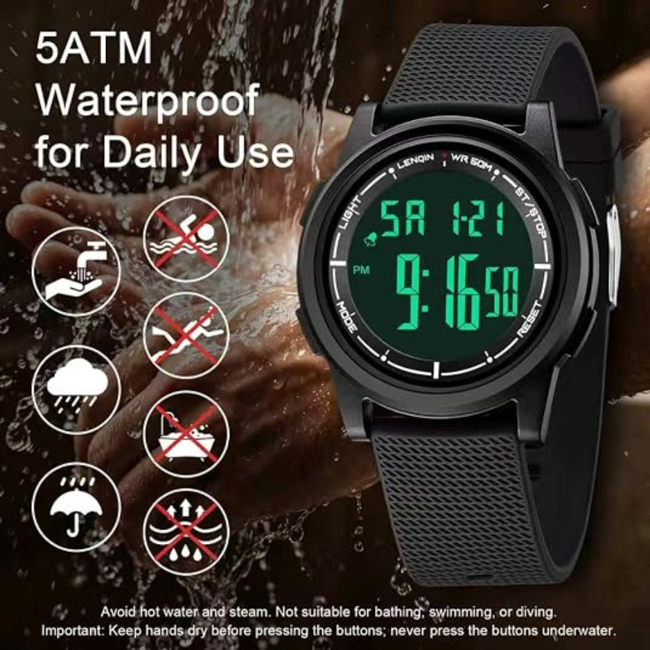 Mens Digital Watch Ultra Thin Sports Waterproof Watches For Men