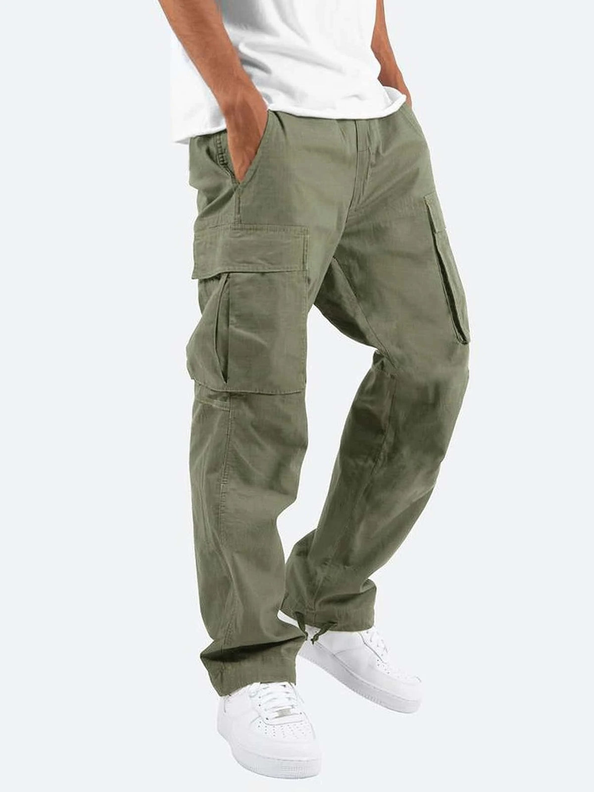 Men's Workwear Casual Pants European And American Independent Station Foreign Trade Drawstring Multi-Pocket Long Pants