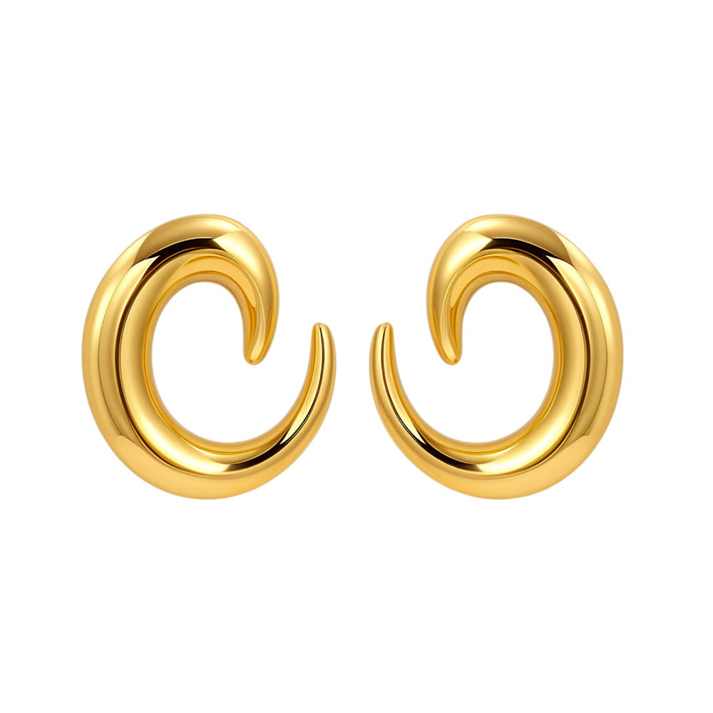 Stainless Steel Gold-plated High-end Bar-shaped Hoop Earrings