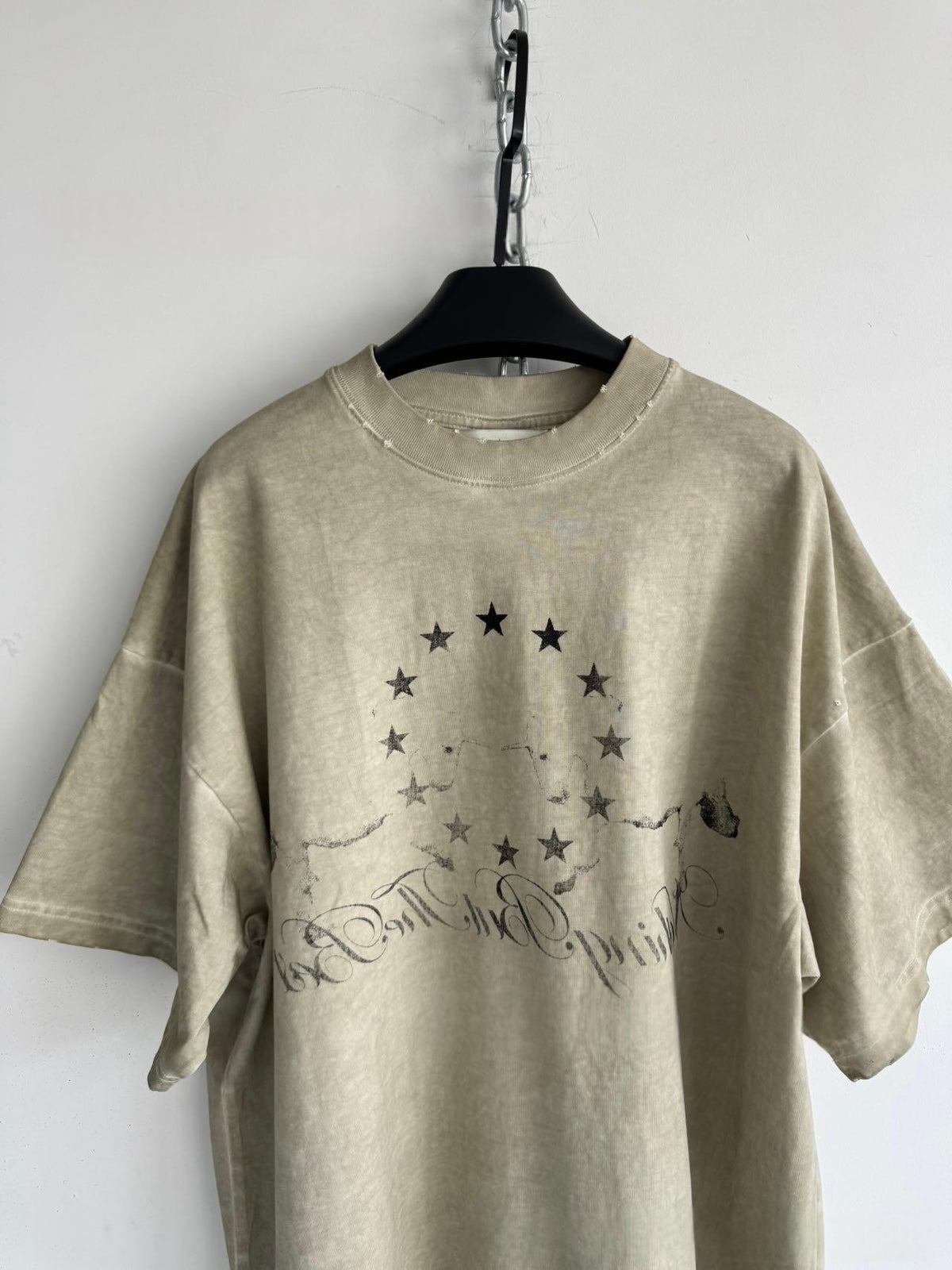 Washed Distressed Relaxed-fit Short-sleeve Top