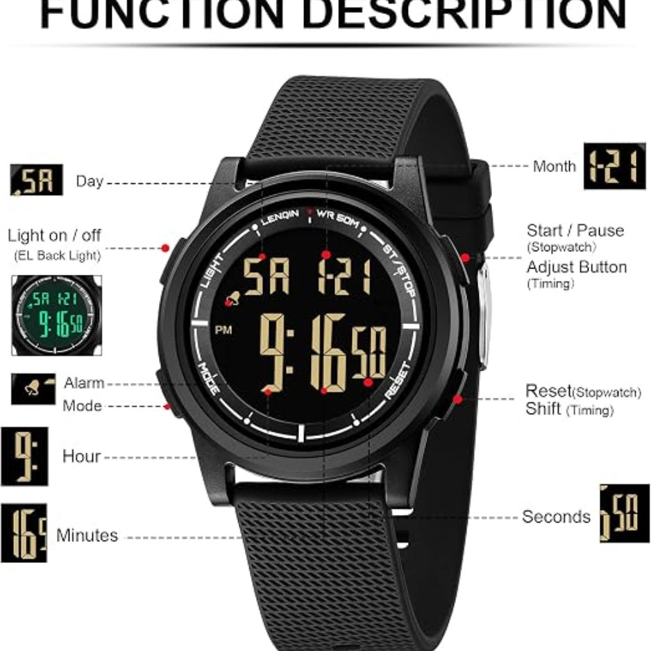 Mens Digital Watch Ultra Thin Sports Waterproof Watches For Men