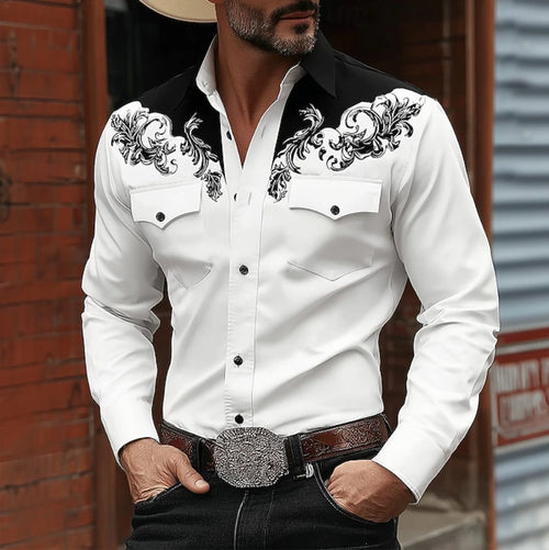 Men's Long-Sleeved 3D Digital Print Shirt