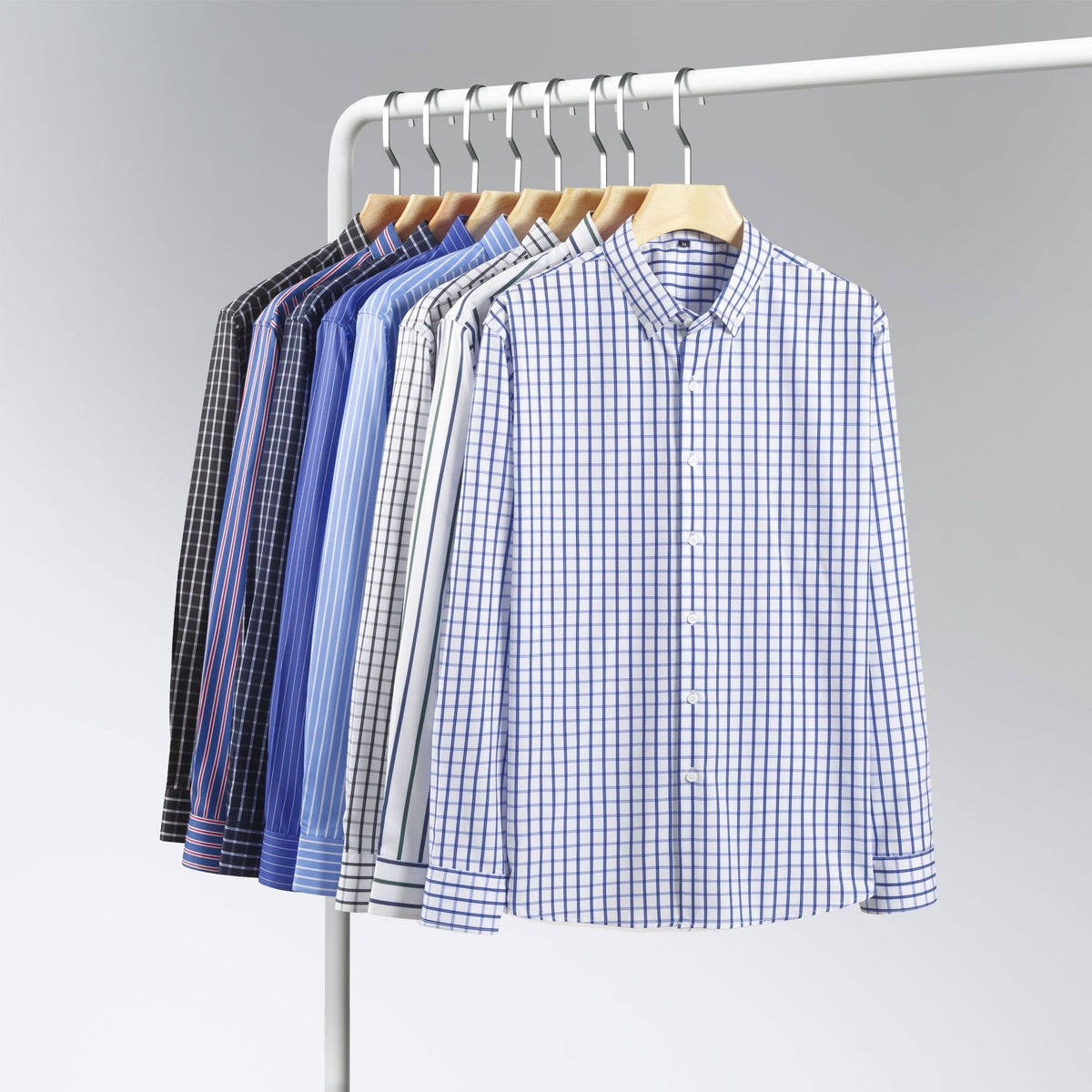 Jiana Four-way Stretch Digital Striped Long-sleeve Collared Men's Shirt, Exclusively For Cross-border Sales, With A High-end Design, Men's Clothing