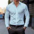 Mens Printed Polka-Dot Long-Sleeve Shirt