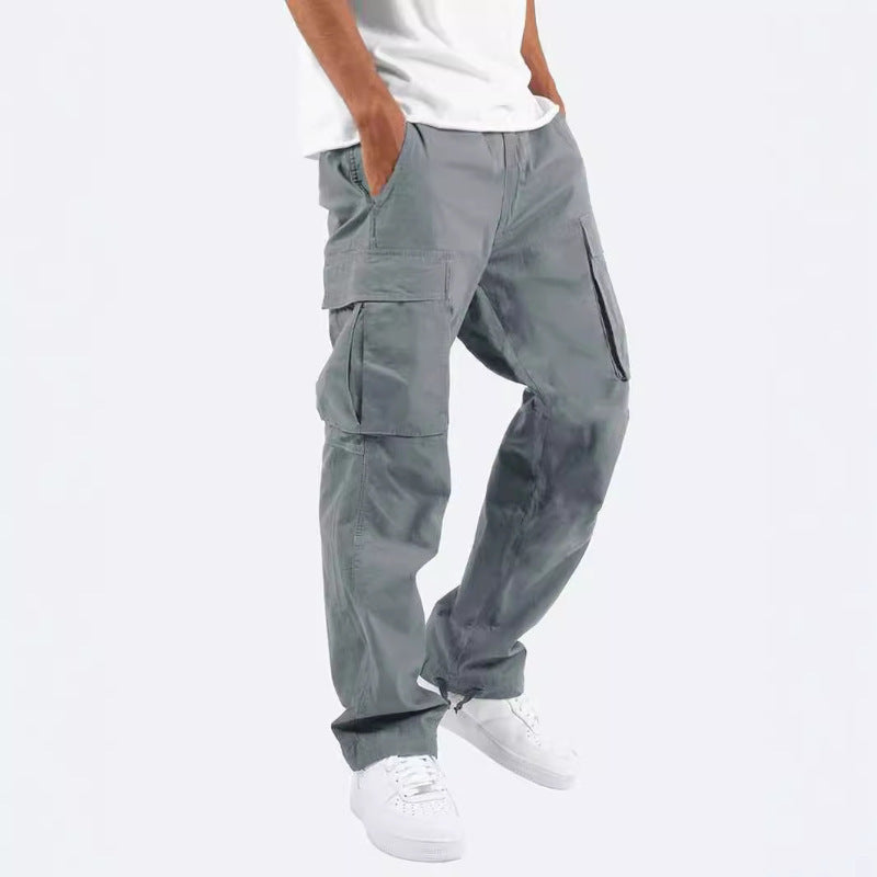 Men's Workwear Casual Pants European And American Independent Station Foreign Trade Drawstring Multi-Pocket Long Pants