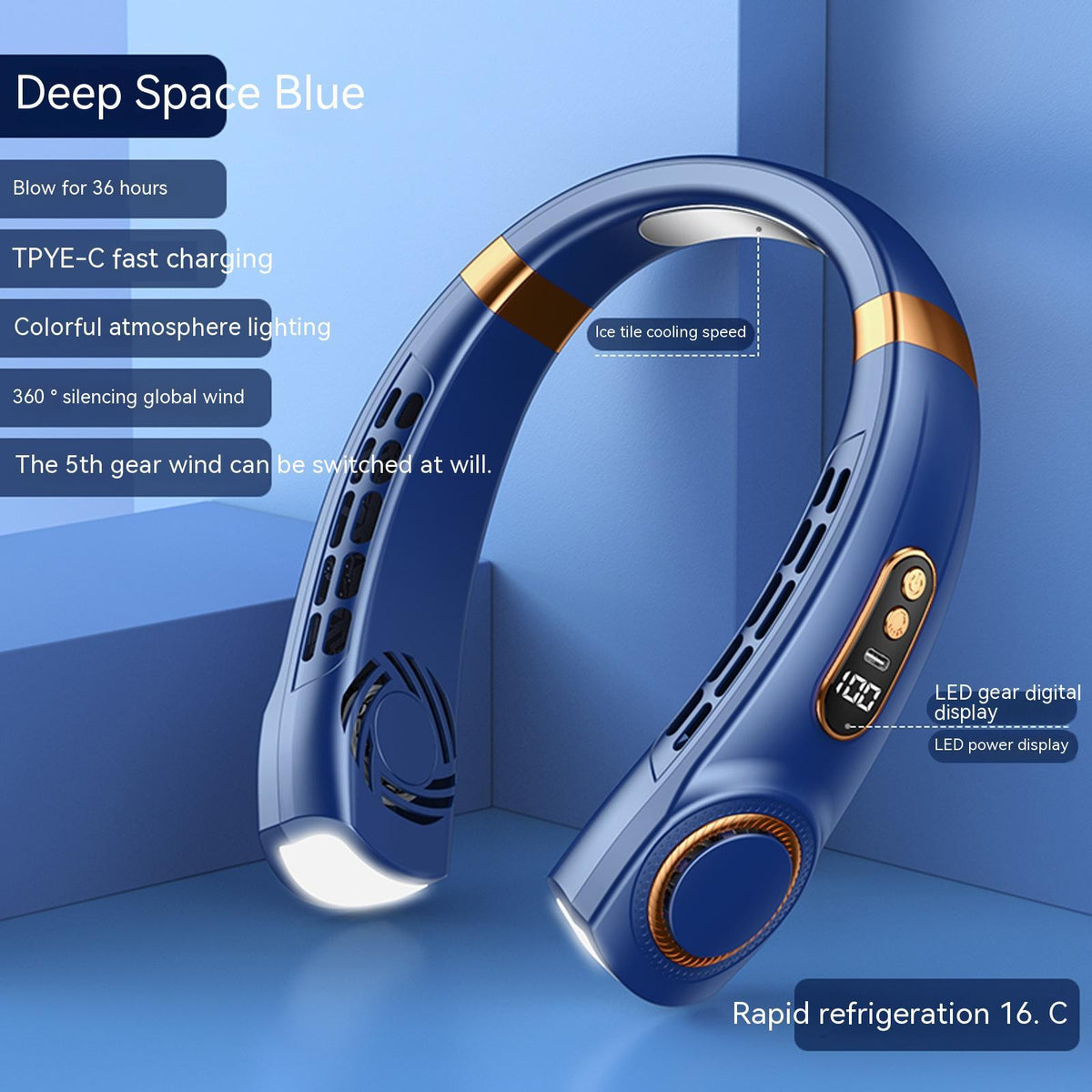 Portable Mute Multifunctional Hanging Neck Fan - Hands-Free Personal Cooling Device For Travel And Outdoor Activities