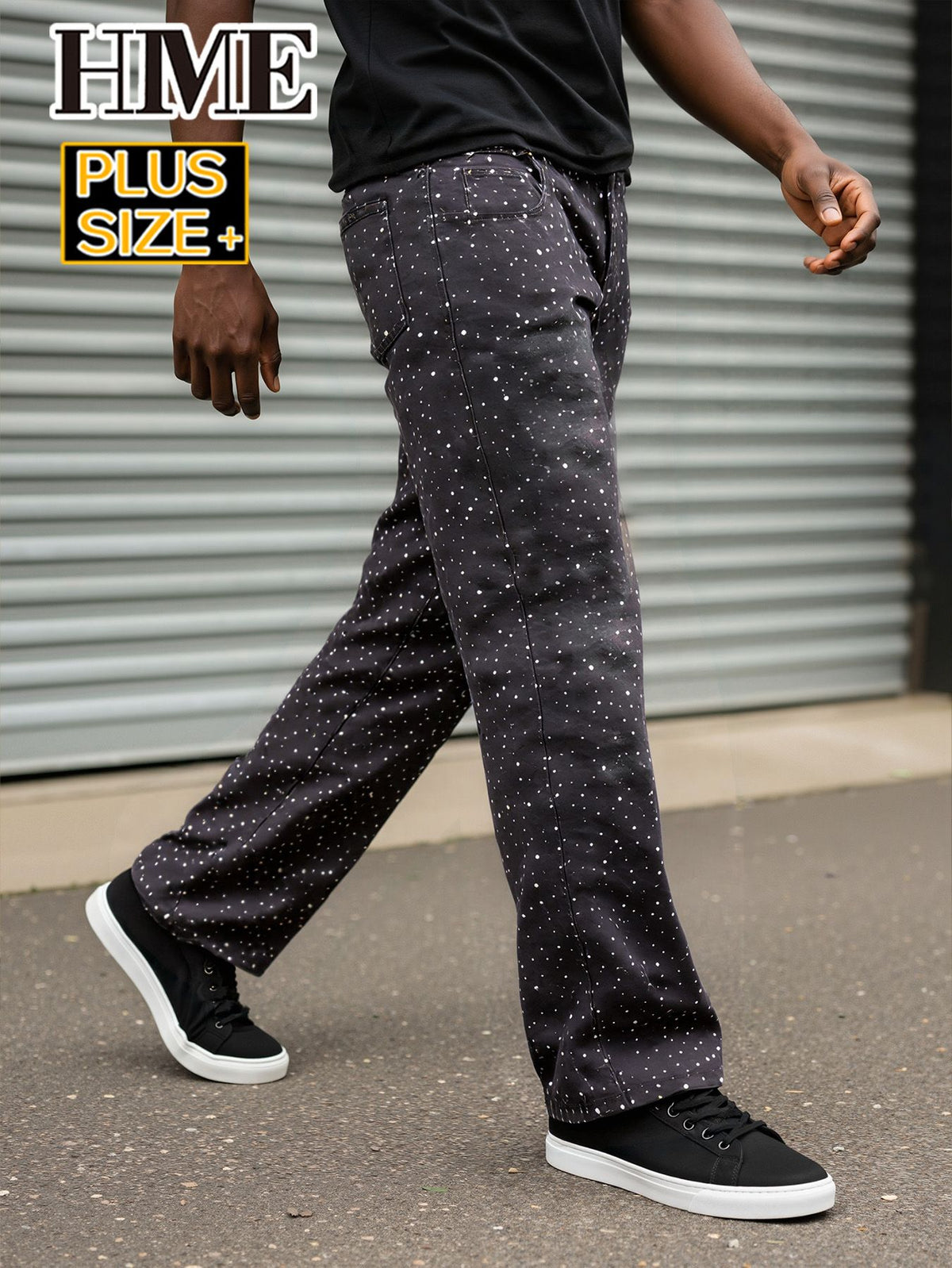 Rhinestone Black Jeans Men Loose Fit Denim Pants Fashion Streetwear Plus Size Big Tall Jeans Ready Stock