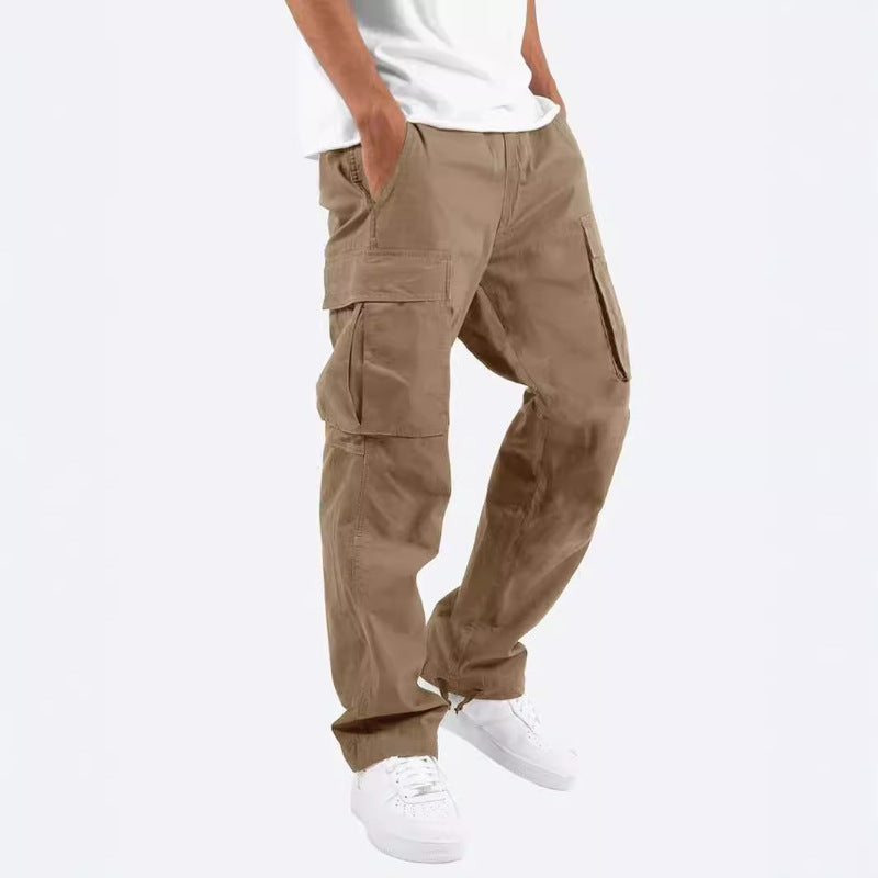 Men's Workwear Casual Pants European And American Independent Station Foreign Trade Drawstring Multi-Pocket Long Pants