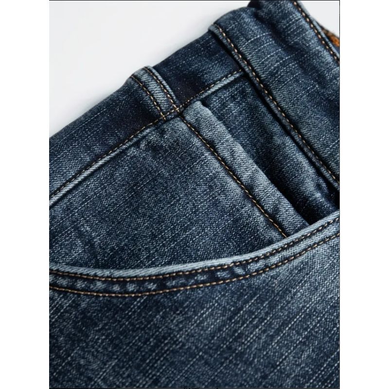Winter Jeans Men Fleece Lined Blue Grey Relaxed Straight Denim Pants USA Warehouse Stock