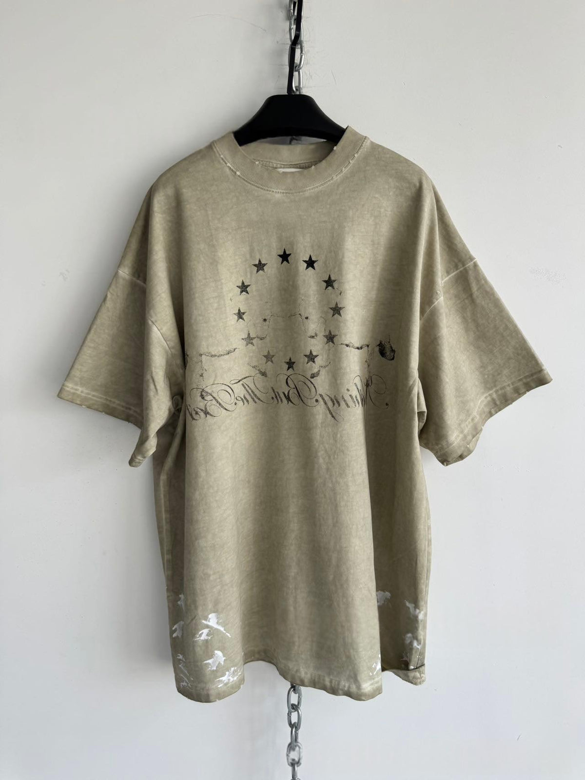 Washed Distressed Relaxed-fit Short-sleeve Top