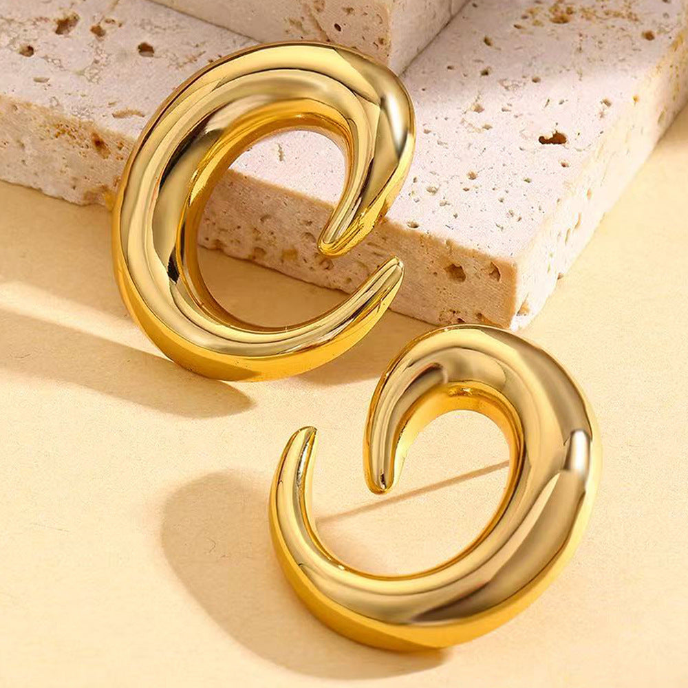 Stainless Steel Gold-plated High-end Bar-shaped Hoop Earrings