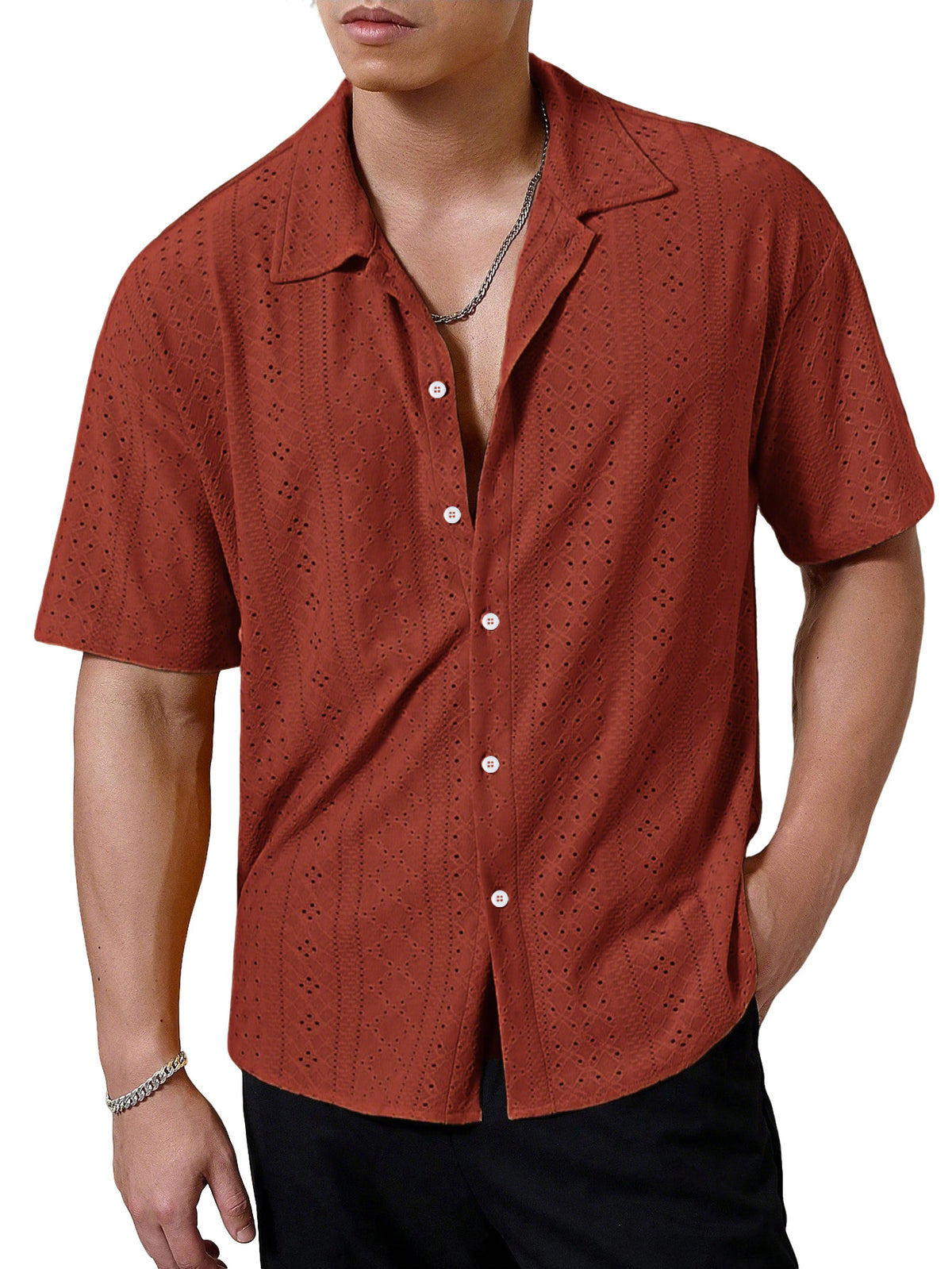 Men's Breathable Solid-color Short-sleeve Shirt