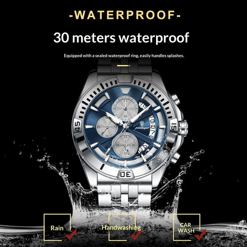 Multifunctional Dual-button Butterfly-clasp Waterproof Mens Watch