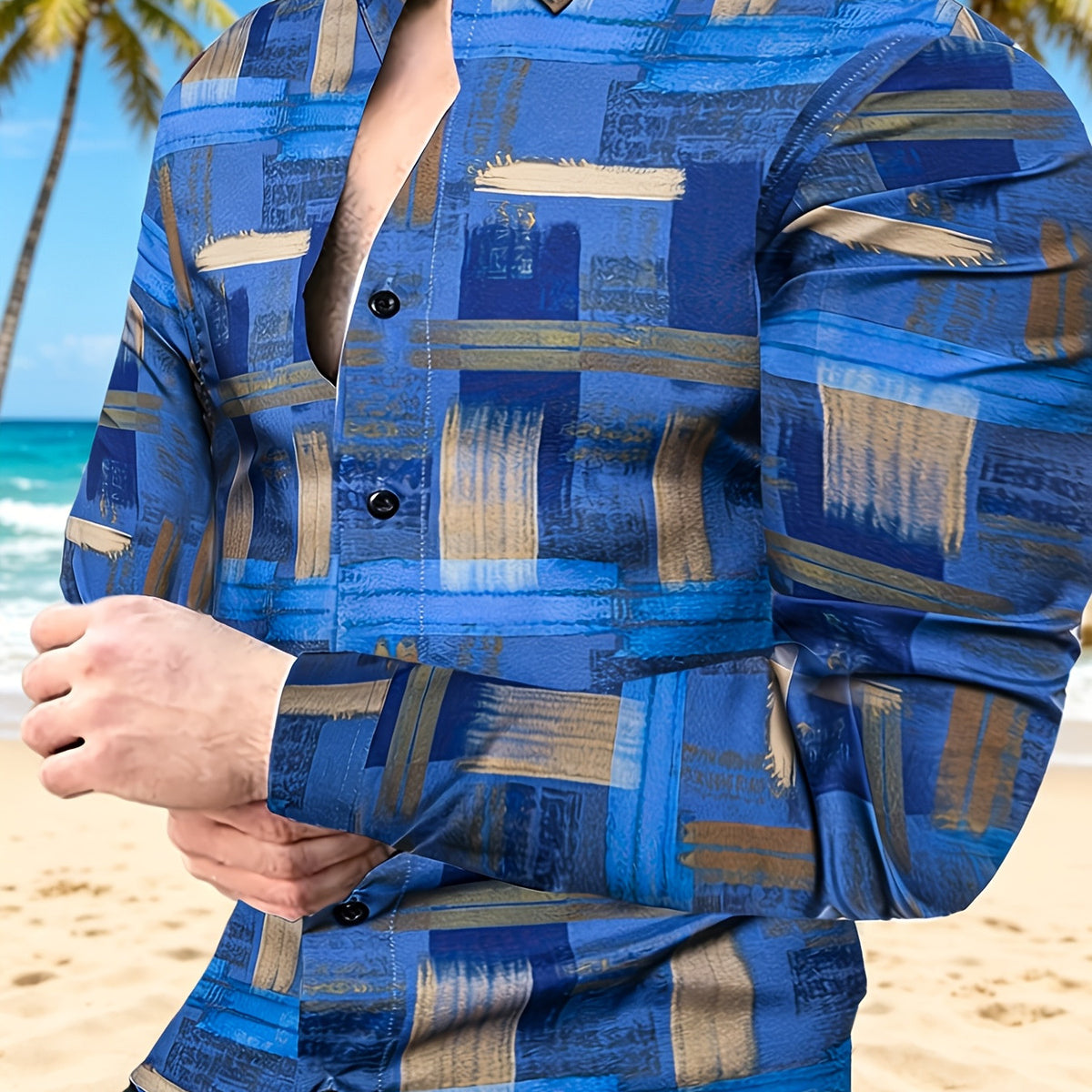 Men's Striped Long-sleeve Shirt For Summer