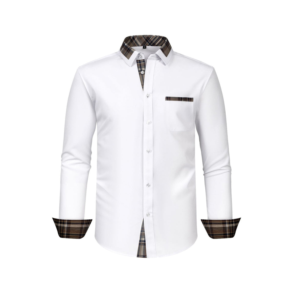 Jiana Cross-Border Specializes In Color-Blocked Floral Collar Men's Shirts, Stretchy, Wrinkle-Free, Business Fashion, Amazon Men's Long-Sleeve Shirts