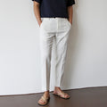 Men Cotton Fabric Cropped Linen Trousers
