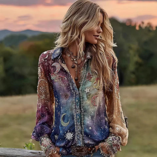 Womens Plus-Size Casual Floral Shirt