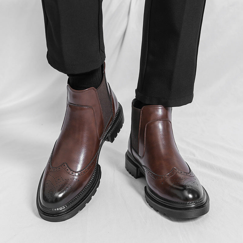 Mens High-top Leather Fashion Ankle Boots