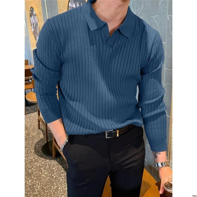 Fashionable Men's Solid-color Casual Knit