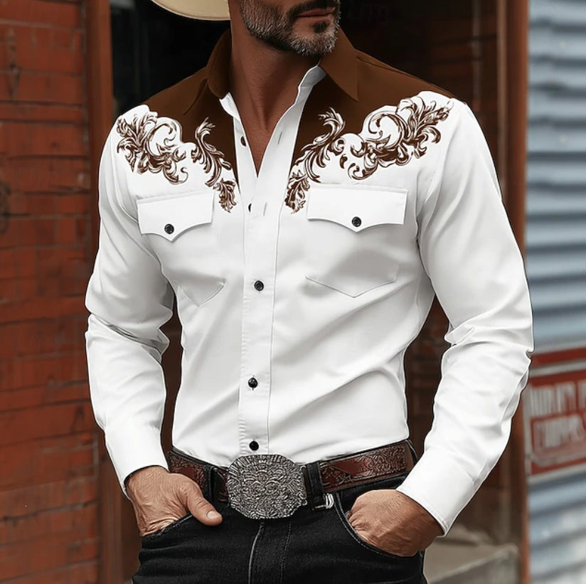 Men's Long-Sleeved 3D Digital Print Shirt