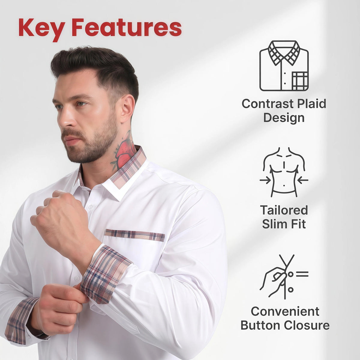 Jiana Cross-Border Specializes In Color-Blocked Floral Collar Men's Shirts, Stretchy, Wrinkle-Free, Business Fashion, Amazon Men's Long-Sleeve Shirts