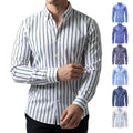 Jiana Four-way Stretch Digital Striped Long-sleeve Collared Men's Shirt, Exclusively For Cross-border Sales, With A High-end Design, Men's Clothing