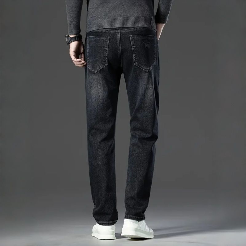Men's Fleece Lined Jeans Black Grey Straight Leg Warm Denim Pants US Local Stock Winter Casual