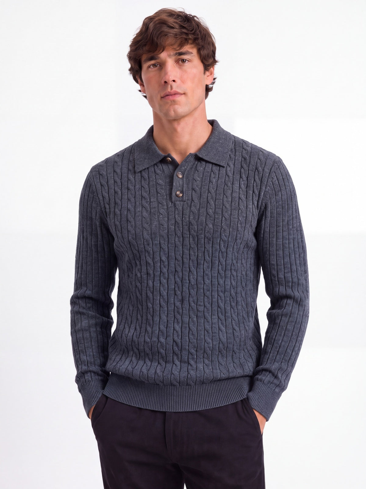 Winter Cross-Border European And American Woolen Long-Sleeve POLO Soft And Warm Sweater Business Casual Men's Turn-Down Collar Sweater