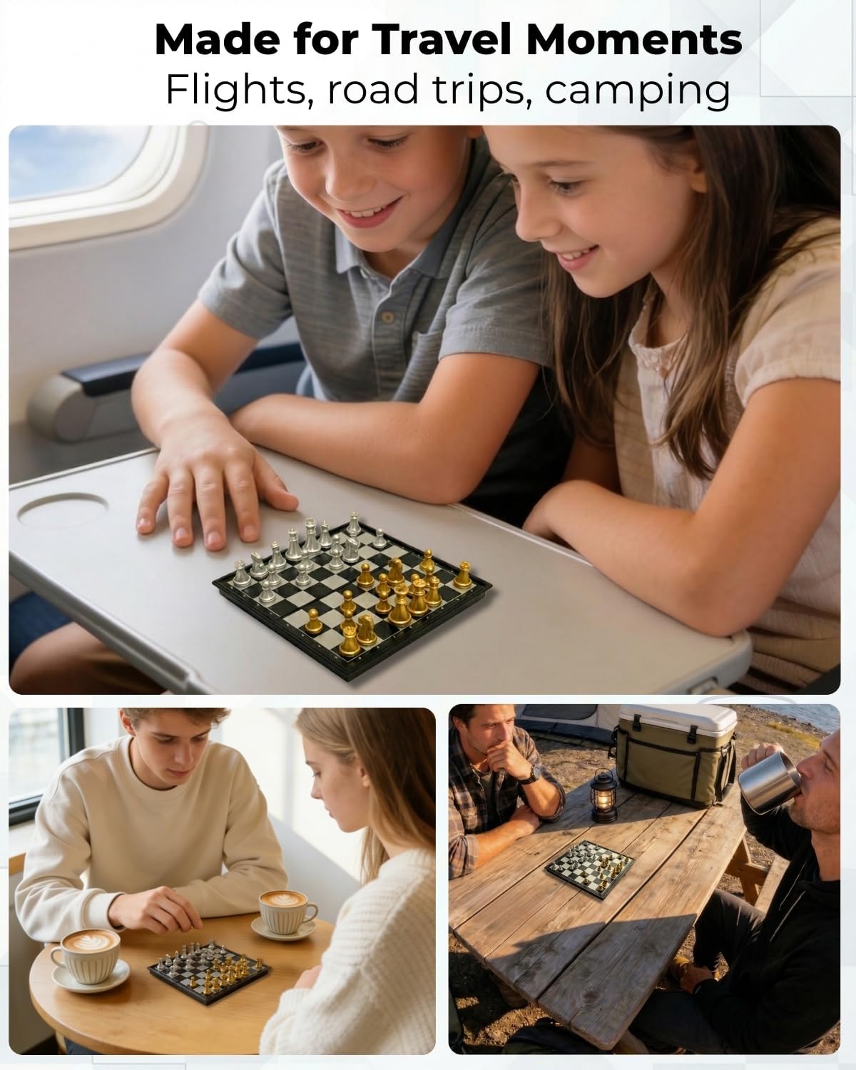 Travel Folding Magnetic Chess Set,9.8 In, 25 Cm,Folding And Portable Chess Board Games