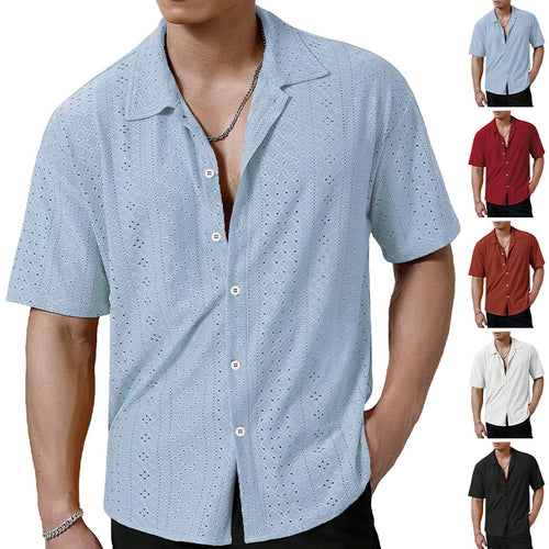 Men's Breathable Solid-color Short-sleeve Shirt