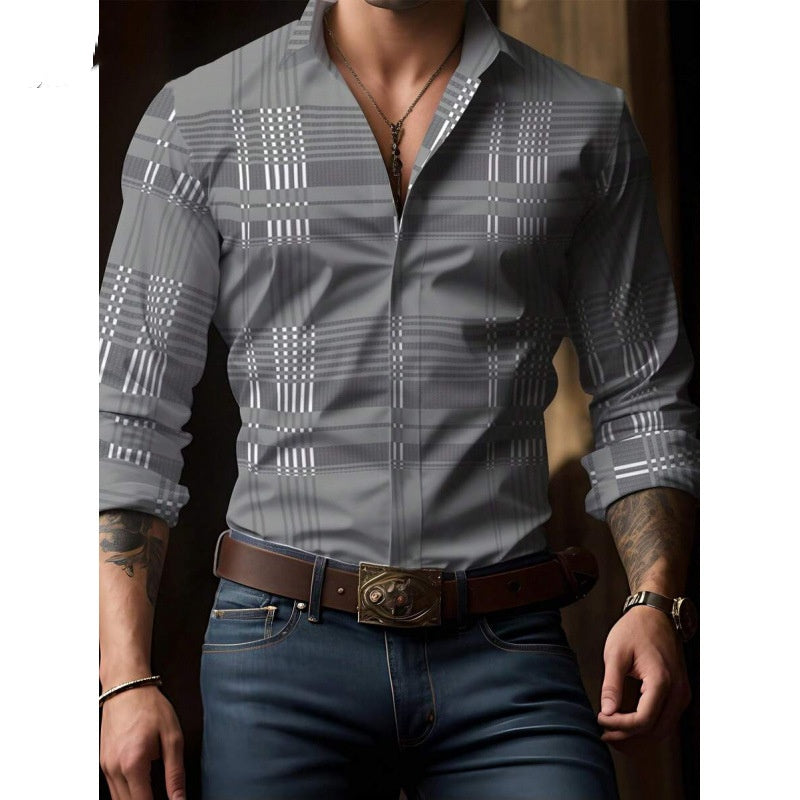 Mens Printed Long-Sleeve Shirt