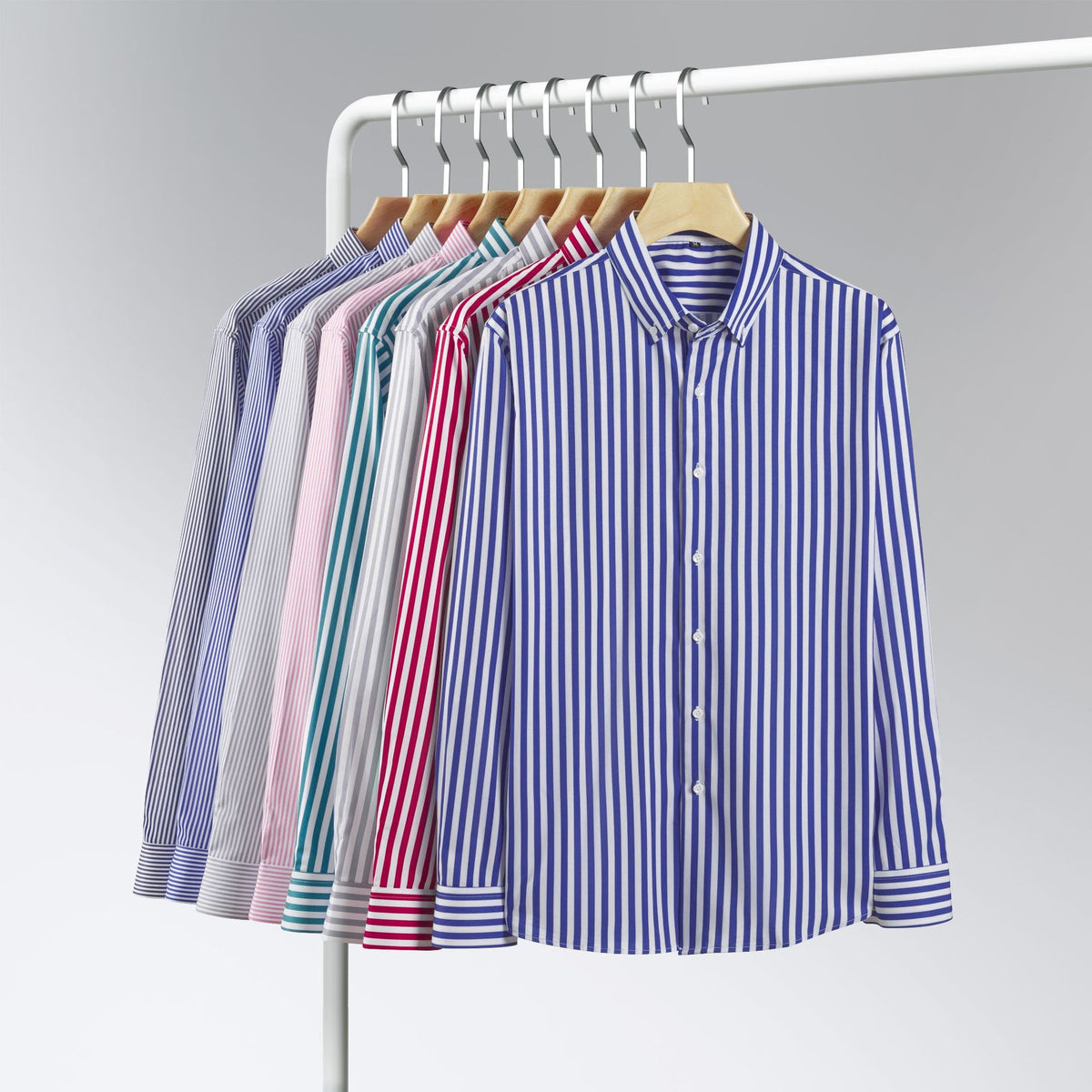 Jiachuan Cross-Border European And American Elastic Non-Iron Men's Shirt Long Sleeve Digital Print Striped Casual Fashion Shirt Men's Clothing