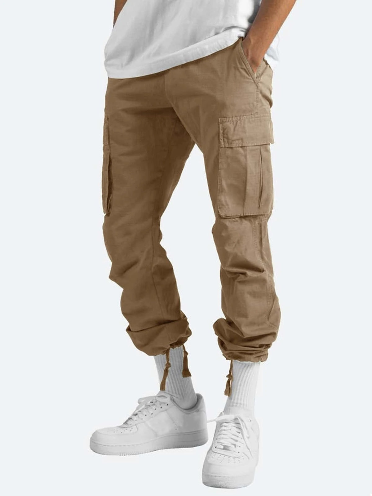 Men's Workwear Casual Pants European And American Independent Station Foreign Trade Drawstring Multi-Pocket Long Pants