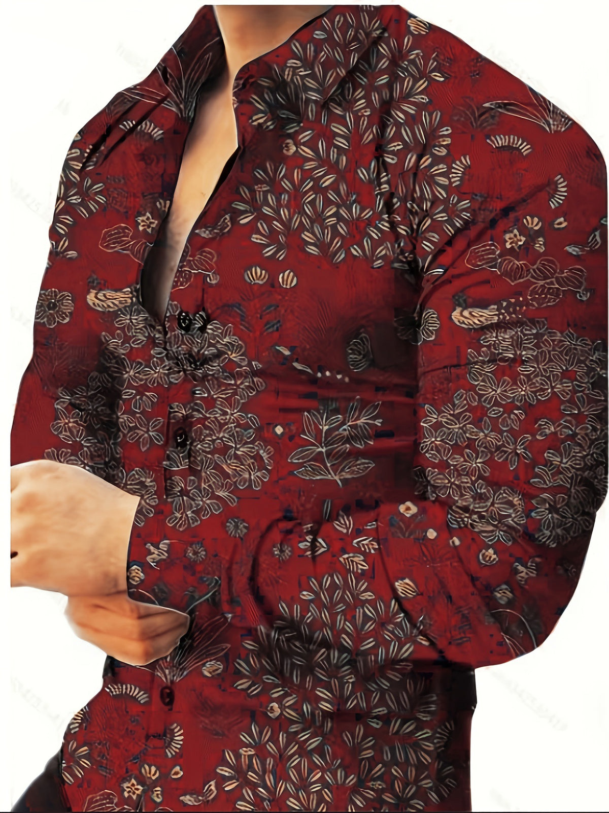 Mens All-over Print Long-sleeve Floral Shirt