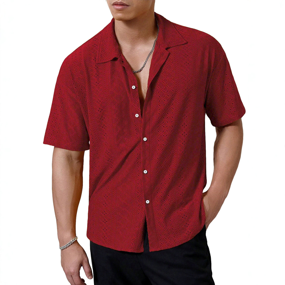 Men's Breathable Solid-color Short-sleeve Shirt