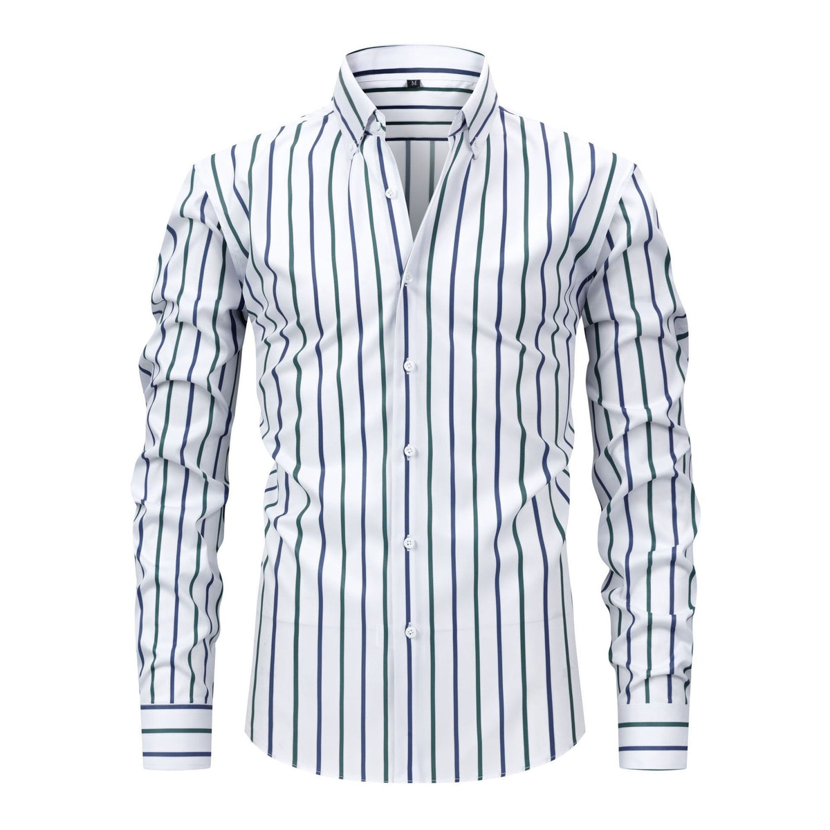 Jiana Four-way Stretch Digital Striped Long-sleeve Collared Men's Shirt, Exclusively For Cross-border Sales, With A High-end Design, Men's Clothing