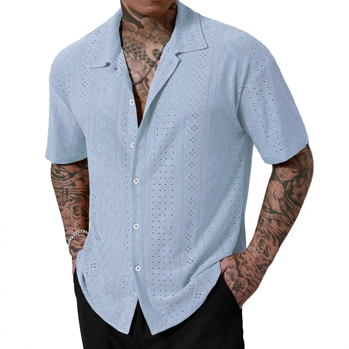 Men's Breathable Solid-color Short-sleeve Shirt