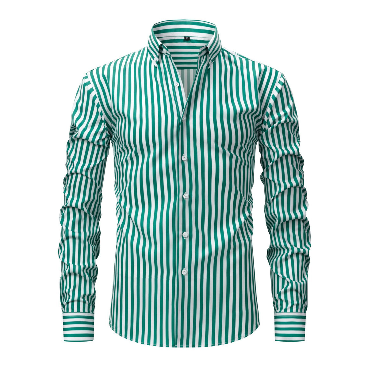 Jiachuan Cross-Border European And American Elastic Non-Iron Men's Shirt Long Sleeve Digital Print Striped Casual Fashion Shirt Men's Clothing