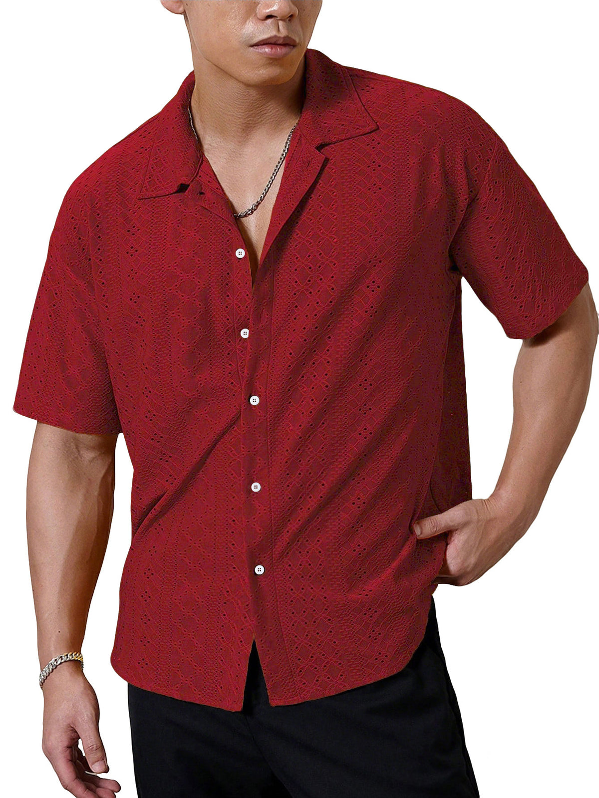 Men's Breathable Solid-color Short-sleeve Shirt