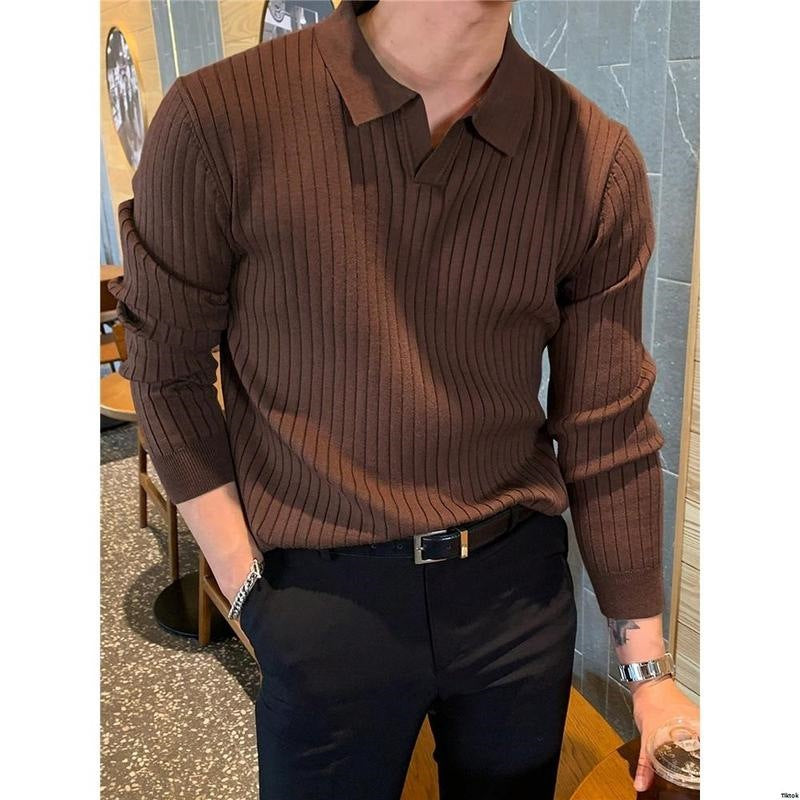 Fashionable Men's Solid-color Casual Knit