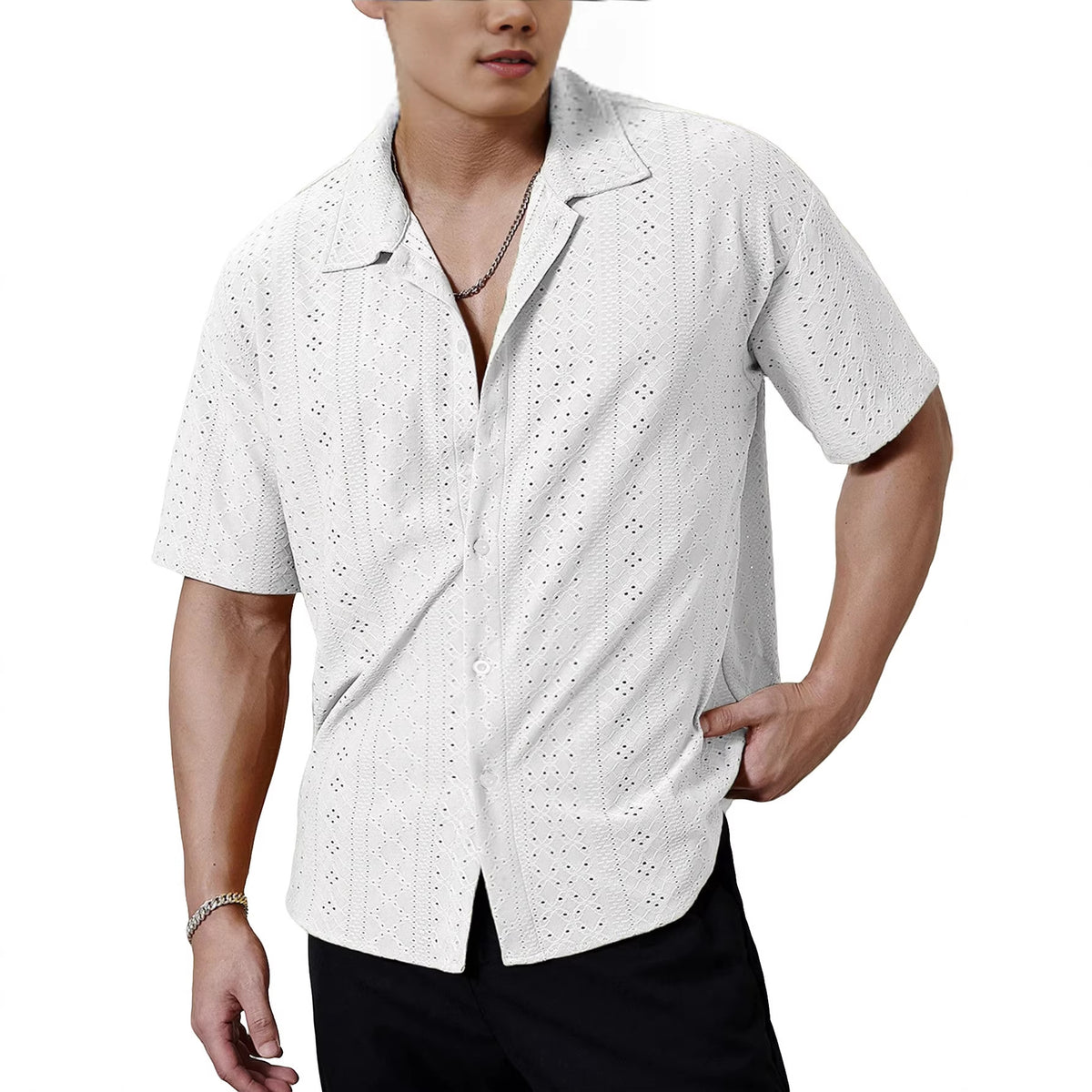 Men's Breathable Solid-color Short-sleeve Shirt