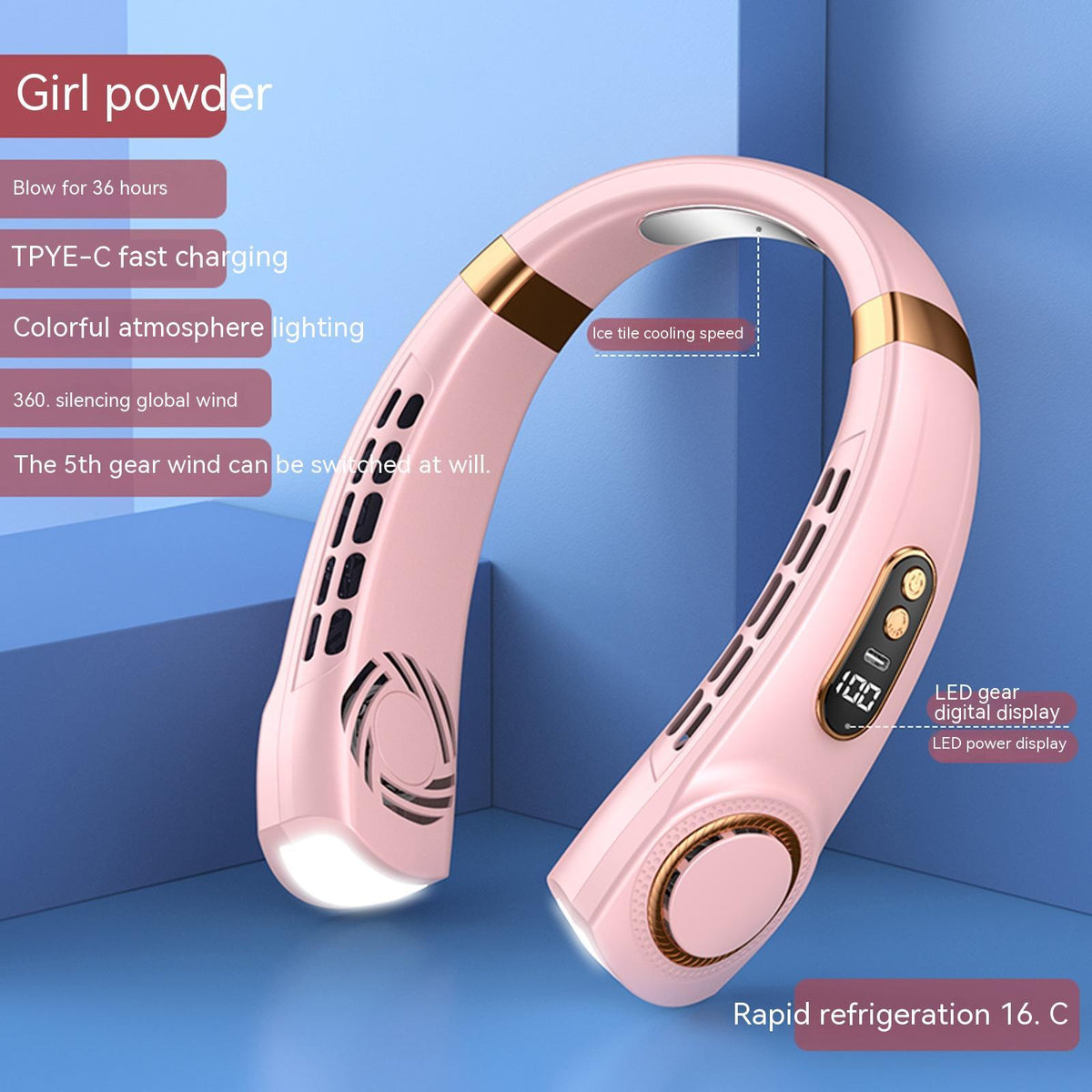 Portable Mute Multifunctional Hanging Neck Fan - Hands-Free Personal Cooling Device For Travel And Outdoor Activities