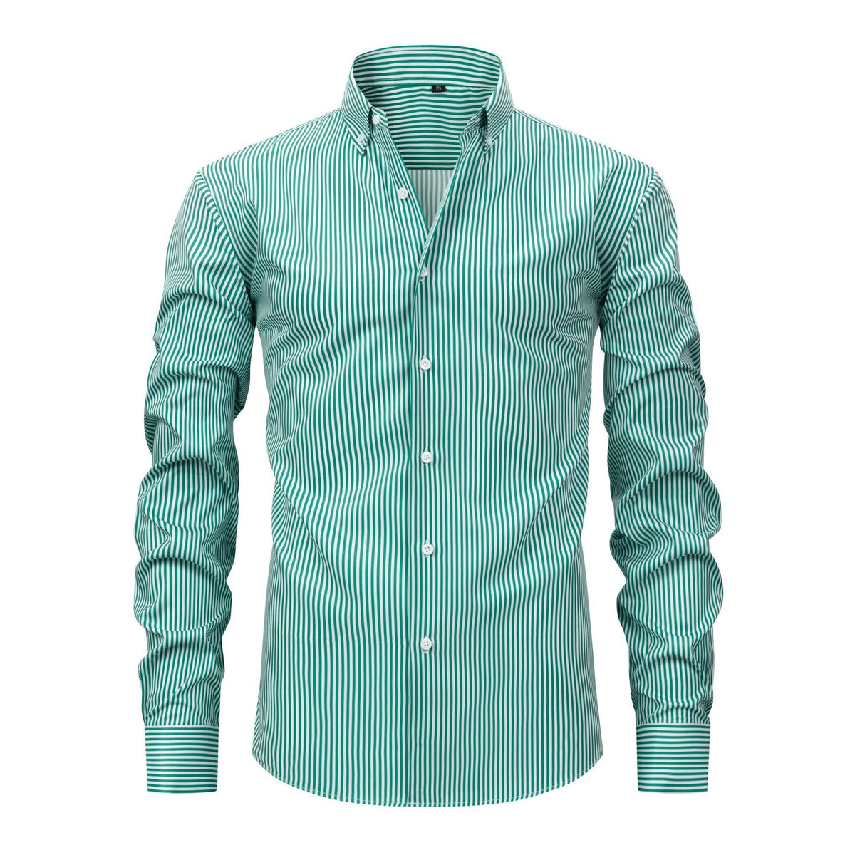 Jiachuan Cross-Border European And American Elastic Non-Iron Men's Shirt Long Sleeve Digital Print Striped Casual Fashion Shirt Men's Clothing
