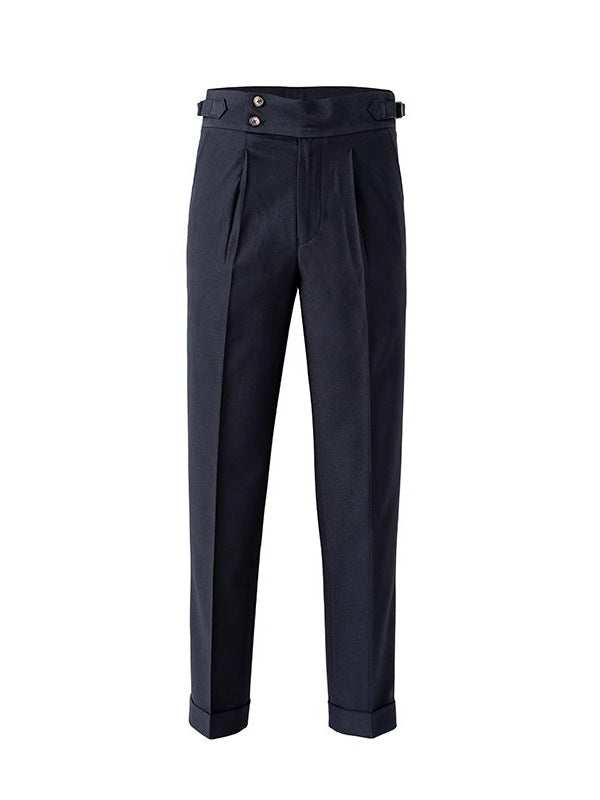 Italian-style Paris-button High-waisted Straight-leg Trousers