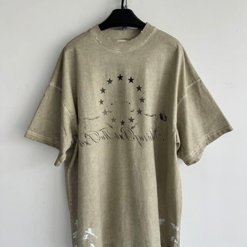 Washed Distressed Relaxed-fit Short-sleeve Top