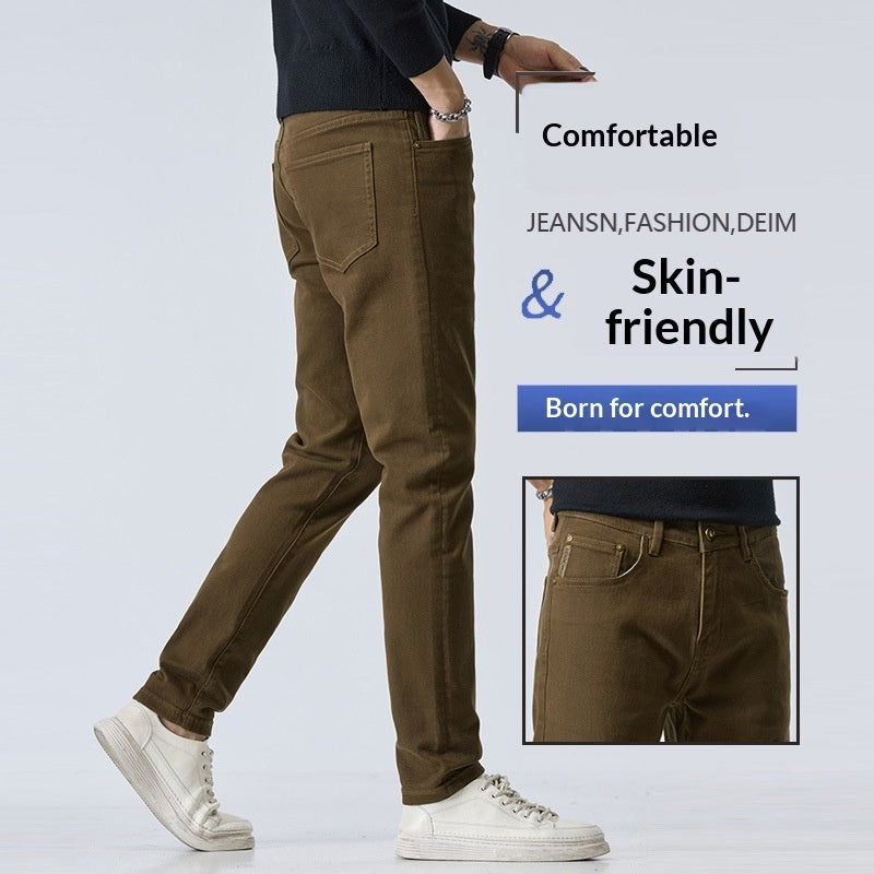 High-end Yellow-brown Coffee-colored Jeans