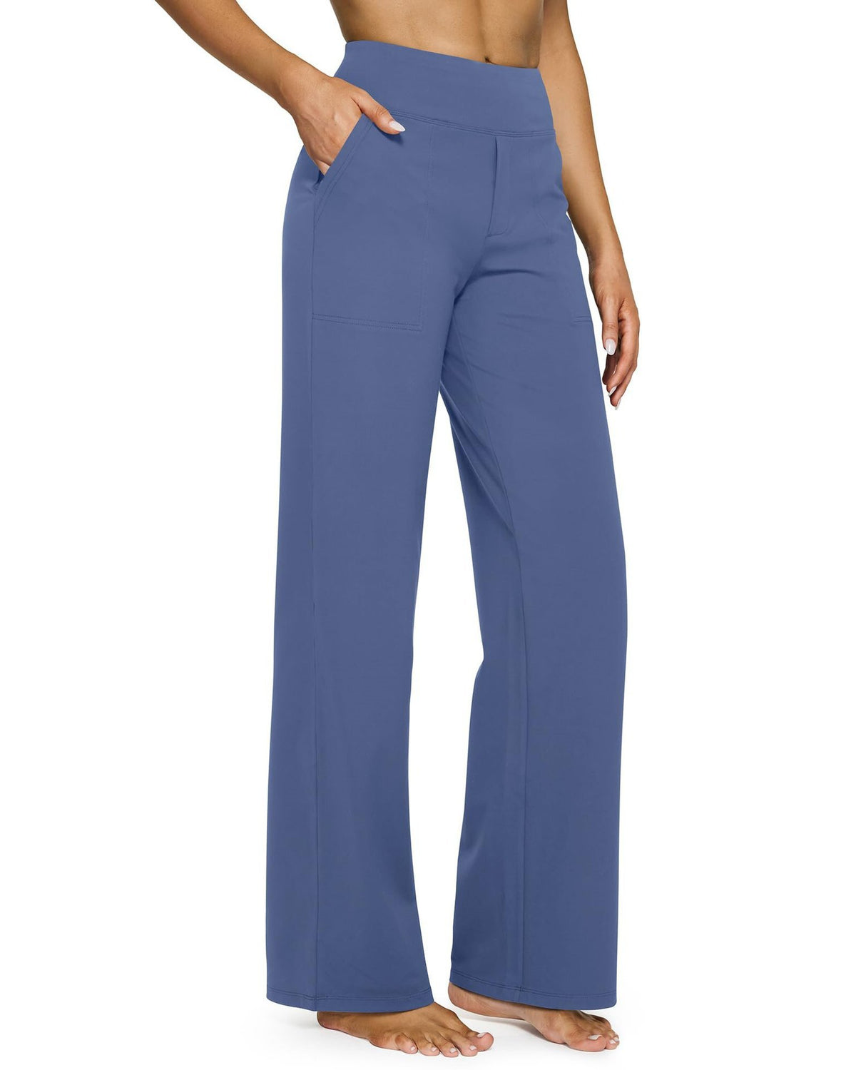 Pocket Knitted Straight High Waist Trousers