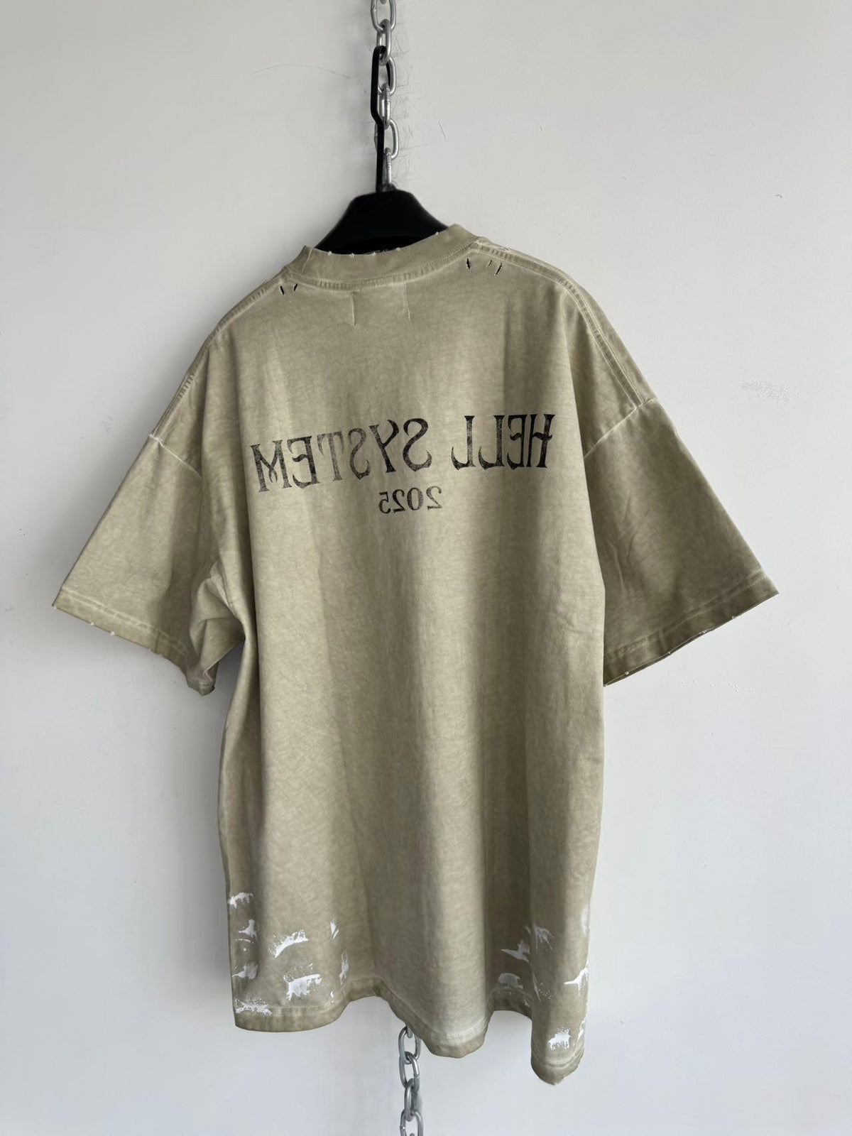 Washed Distressed Relaxed-fit Short-sleeve Top