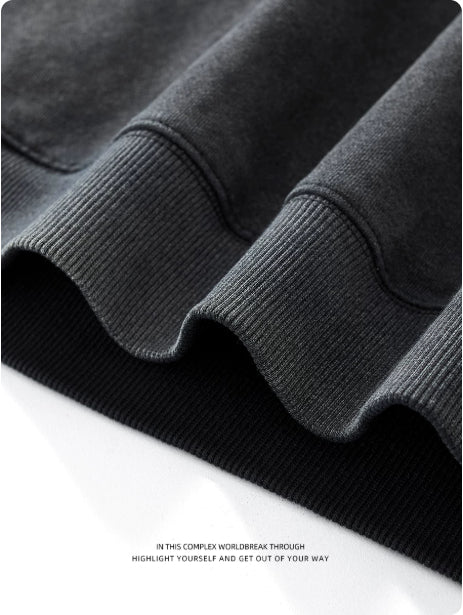 Mens Loose-Fit Sweatshirt With Dragon Embroidery And Round Neck